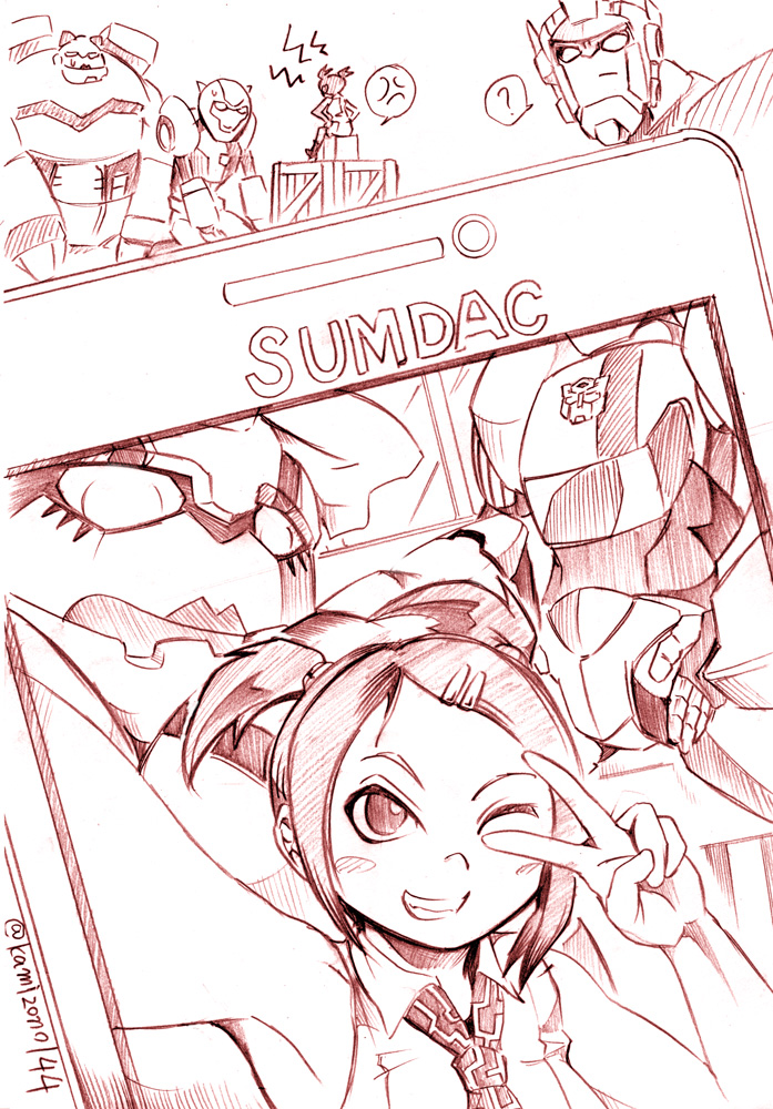 optimus prime, bumblebee, sari sumdac, and bulkhead (transformers and 1 more) drawn by kamizono_(spookyhouse)