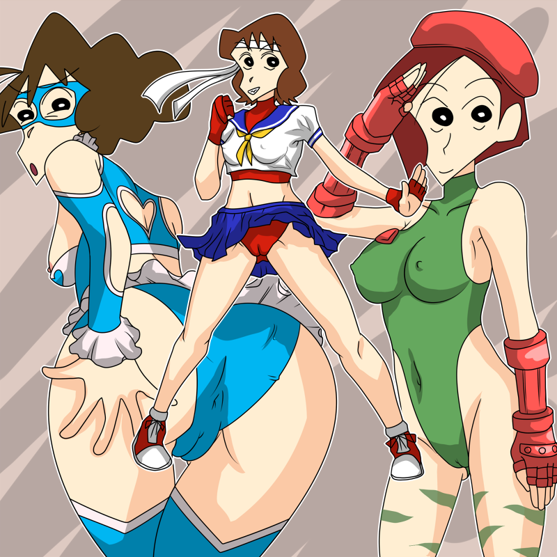 cammy white, rainbow mika, nohara misae, koyama musae, hatogaya micchi, and 1 more (street fighter and 1 more) drawn by kiro_kiiro