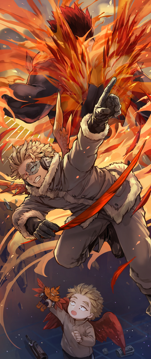endeavor and hawks (boku no hero academia) drawn by shinomaru