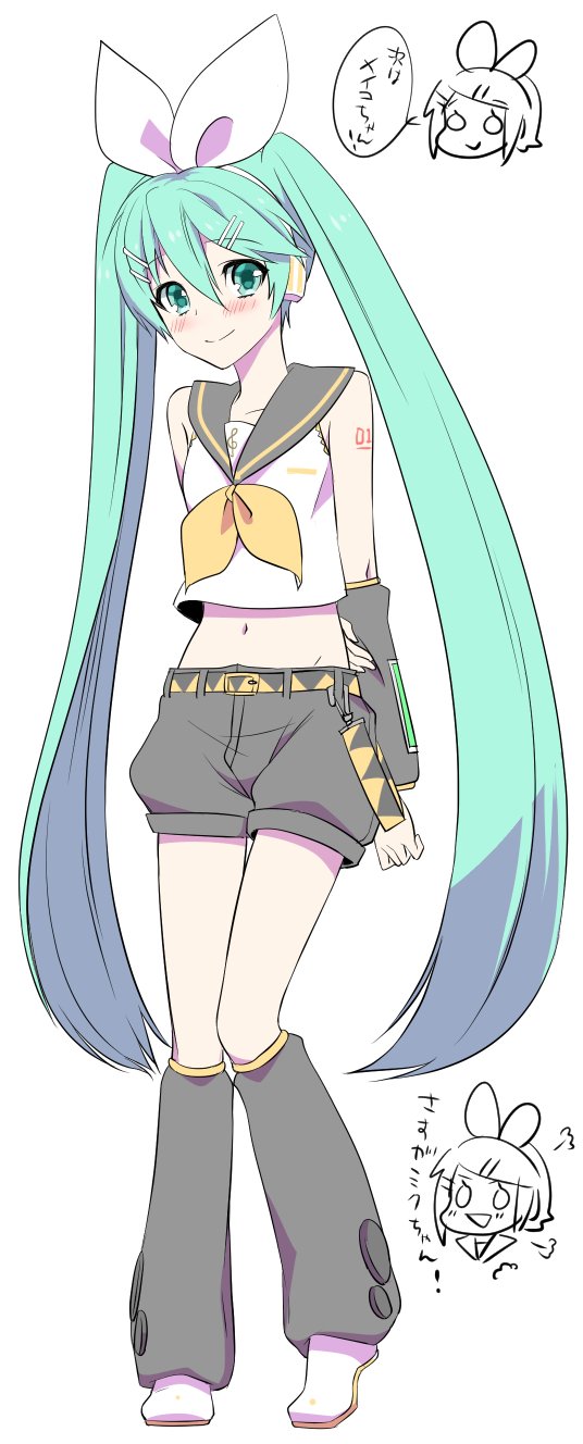 hatsune miku and kagamine rin (vocaloid) drawn by tamara