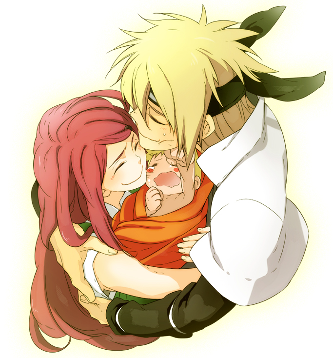 uzumaki naruto, uzumaki kushina, and namikaze minato (naruto) drawn by maco_latte