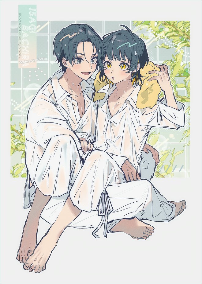 isagi yoichi and bachira meguru (blue lock) drawn by mikoccccchan