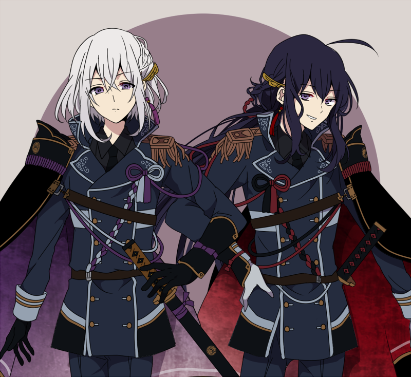 namazuo toushirou and honebami toushirou (touken ranbu) drawn by anzai105