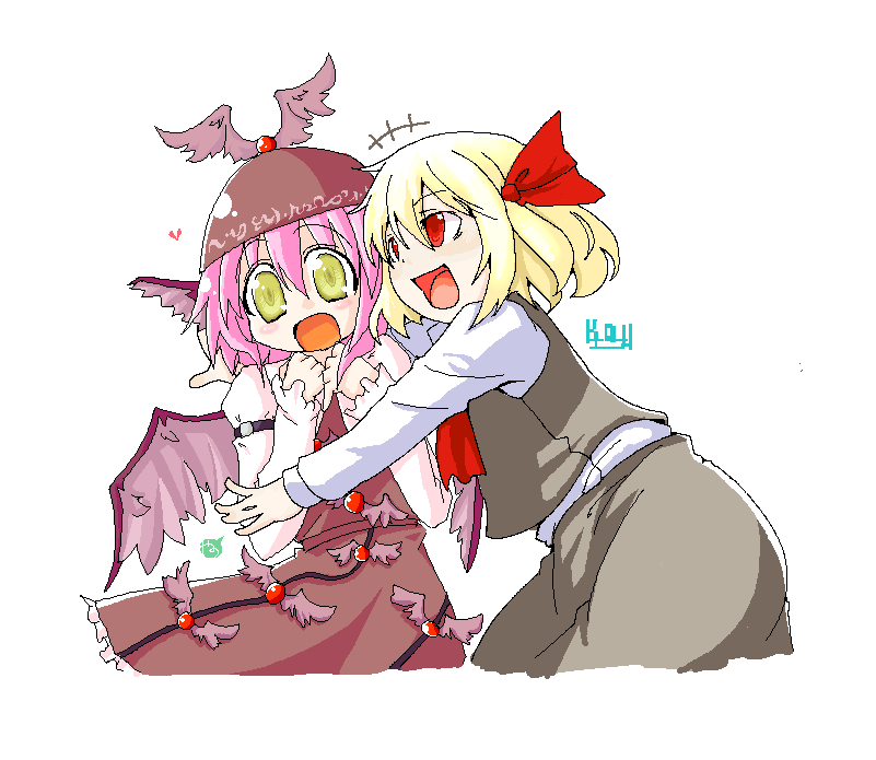 rumia and mystia lorelei (touhou) drawn by ko->u and yano
