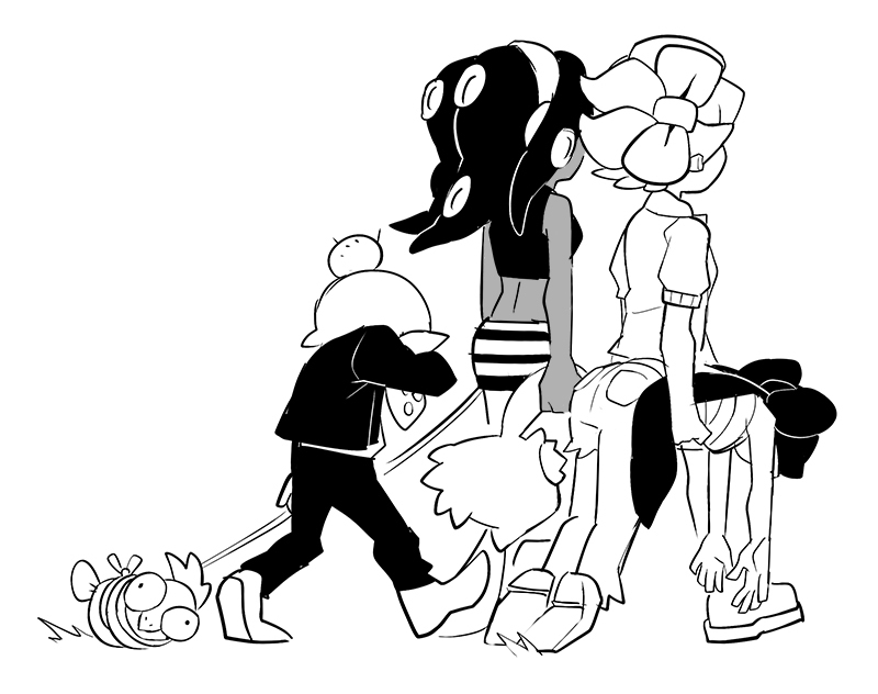 inkling player character, callie, marie, inkling boy, marina, and 2 more (splatoon and 3 more) drawn by gomipomi