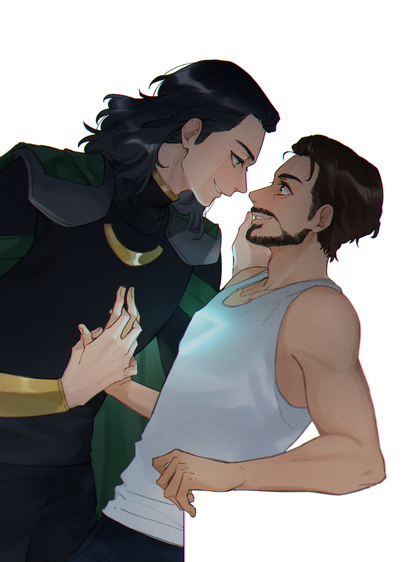 tony stark and loki (marvel and 1 more) drawn by murdermuffinloki