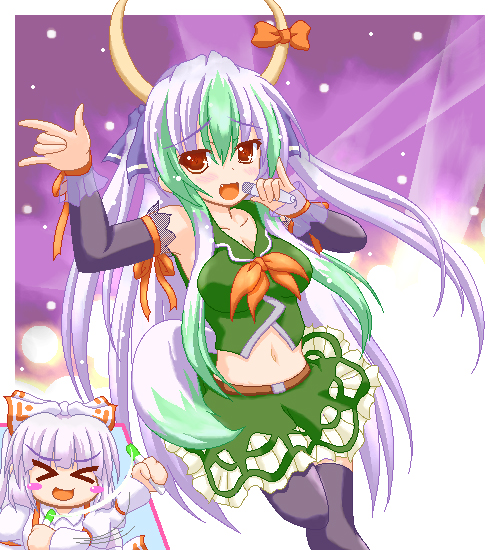 fujiwara no mokou, kamishirasawa keine, and ex-keine (touhou) drawn by marimo_(artist)