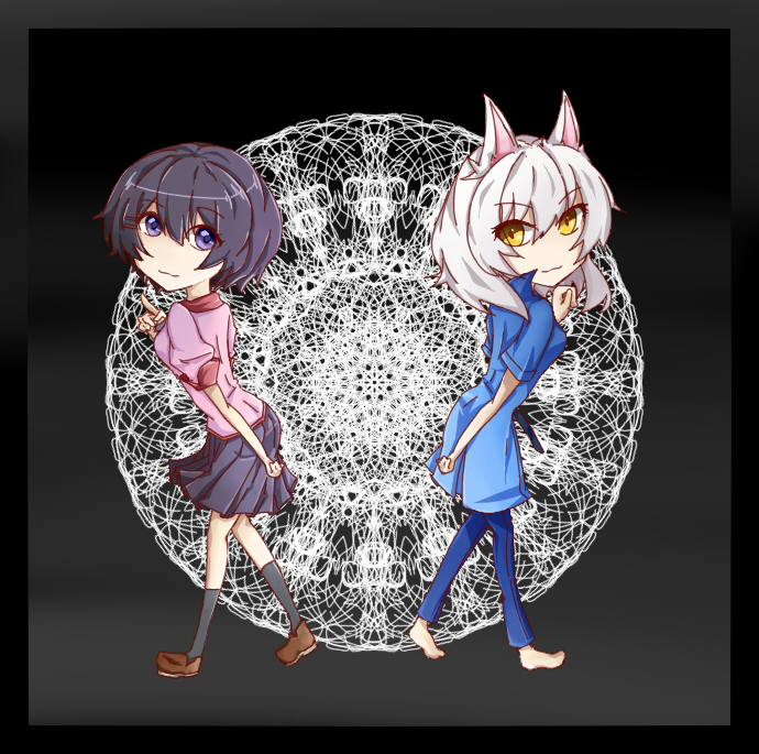 hanekawa tsubasa and black hanekawa (monogatari and 1 more) drawn by march-hare