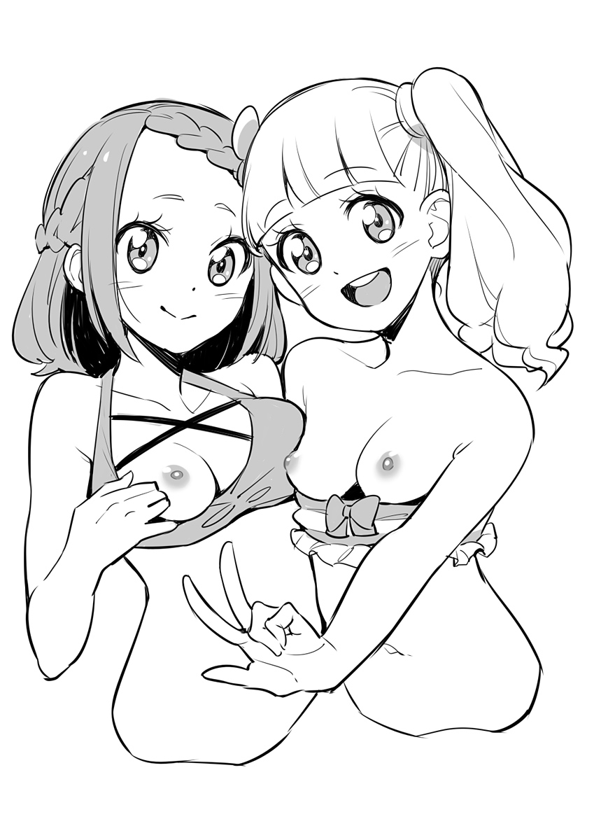 yuki aine and minato mio (aikatsu! and 1 more) drawn by ukokkei