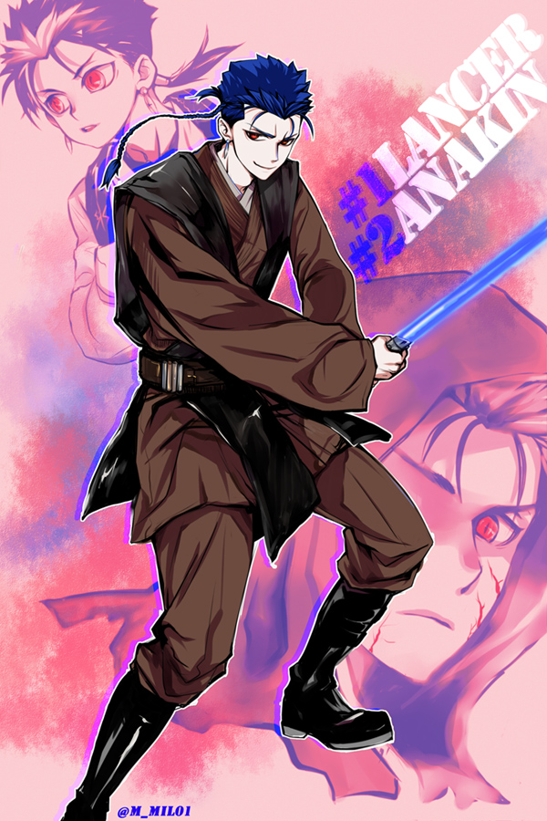 cu chulainn and anakin skywalker (fate and 2 more) drawn by mil01