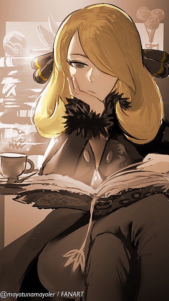 cynthia and spiritomb (pokemon and 1 more) drawn by mayotsunamayo