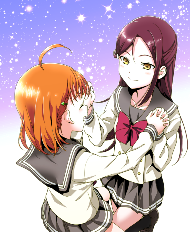 sakurauchi riko and takami chika (love live! and 1 more) drawn by nishiuri_warito