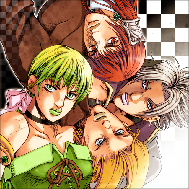 virginia knights, primiera, roberto, and gustaf (jojo no kimyou na bouken and 3 more) drawn by maronee_san