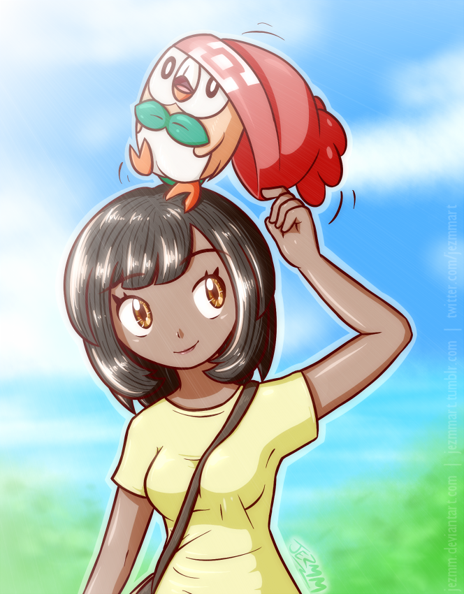 selene and rowlet (pokemon and 1 more) drawn by jezmm