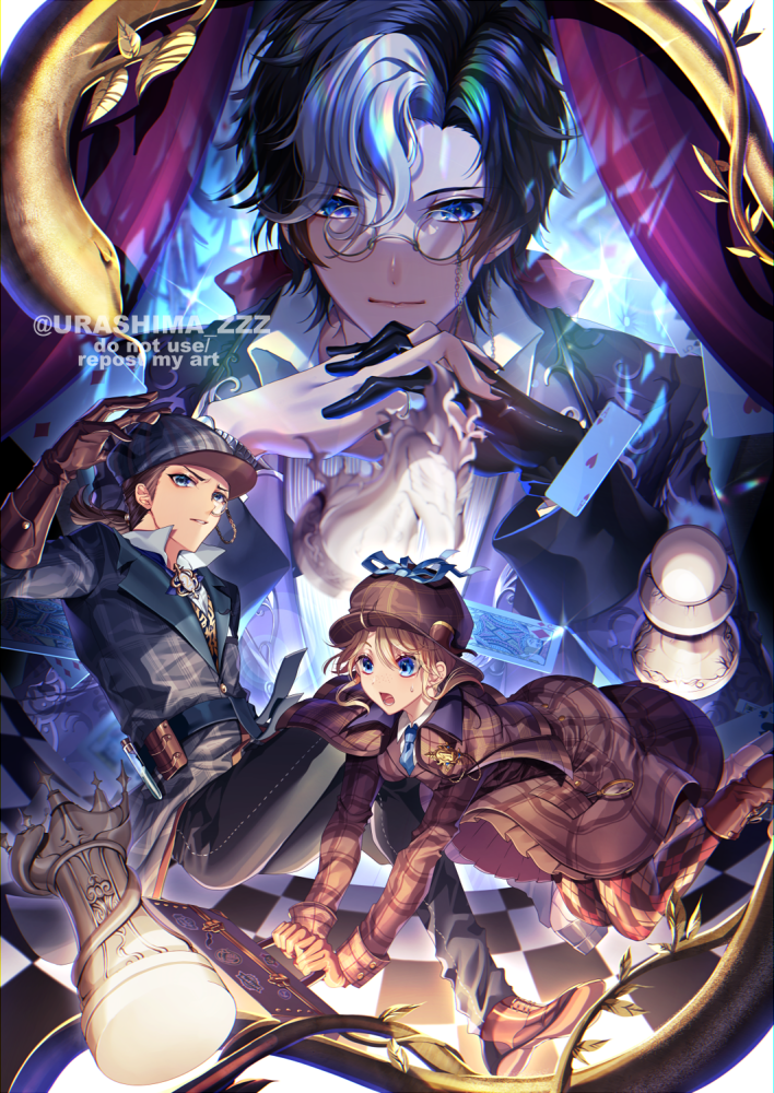 emma woods, joseph desaulniers, and naib subedar (identity v) drawn by urashima_(hidoro_mgmg)
