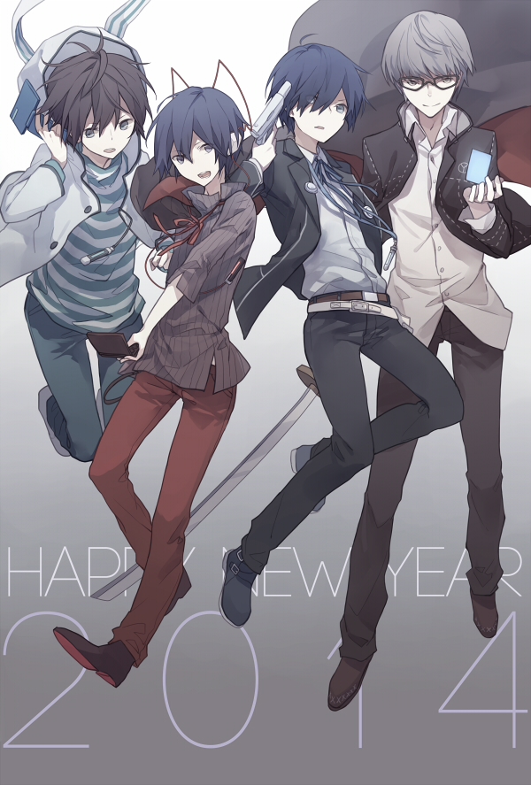 narukami yu, yuuki makoto, and protagonist (persona and 4 more) drawn by shrie