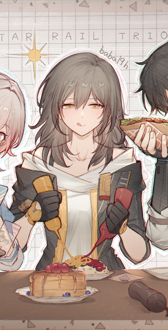 trailblazer, stelle, march 7th, and dan heng (honkai and 1 more) drawn by baba19h