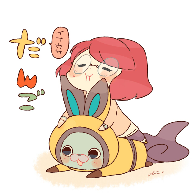 usapyon and misora inaho (youkai watch and 1 more) drawn by chiyoko_(oman1229)