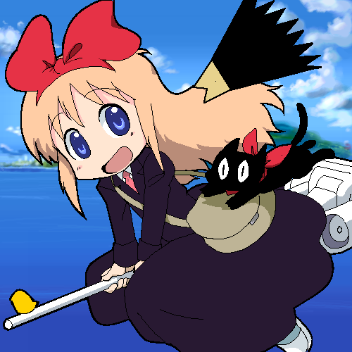 kiki, professor shinonome, sakamoto, and crow (nichijou and 1 more) drawn by fjt_(fjym2)
