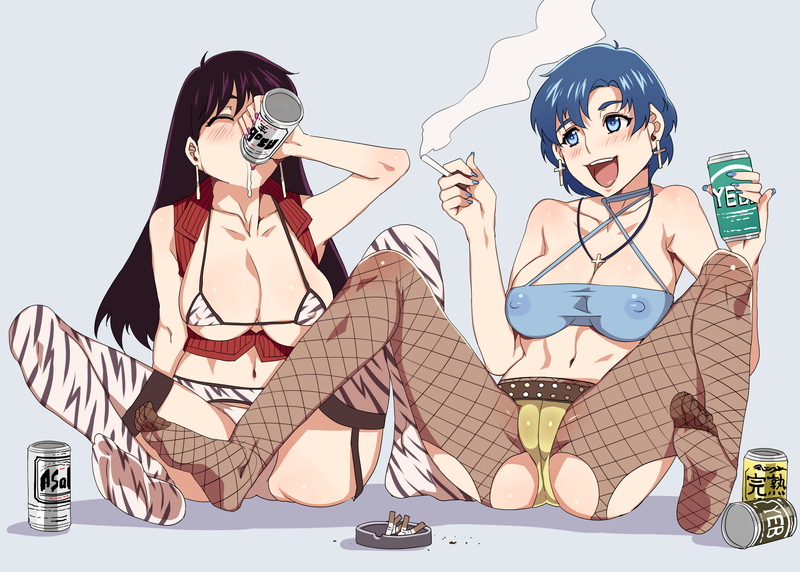 mizuno ami and hino rei (bishoujo senshi sailor moon) drawn by mizuryu_kei