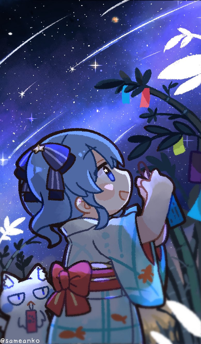 hoshimachi suisei and takoyaki (hololive) drawn by same_anko