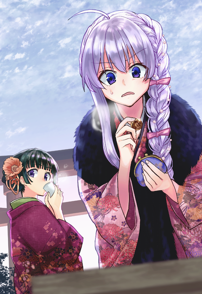 elaina and maomao (majo no tabitabi and 1 more) drawn by nigatsumikka