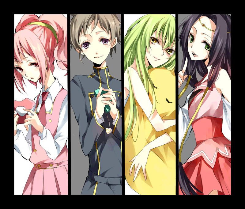 c.c., anya alstreim, cheese-kun, sumeragi kaguya, and rolo lamperouge (code geass and 1 more) drawn by yuzuki_karu