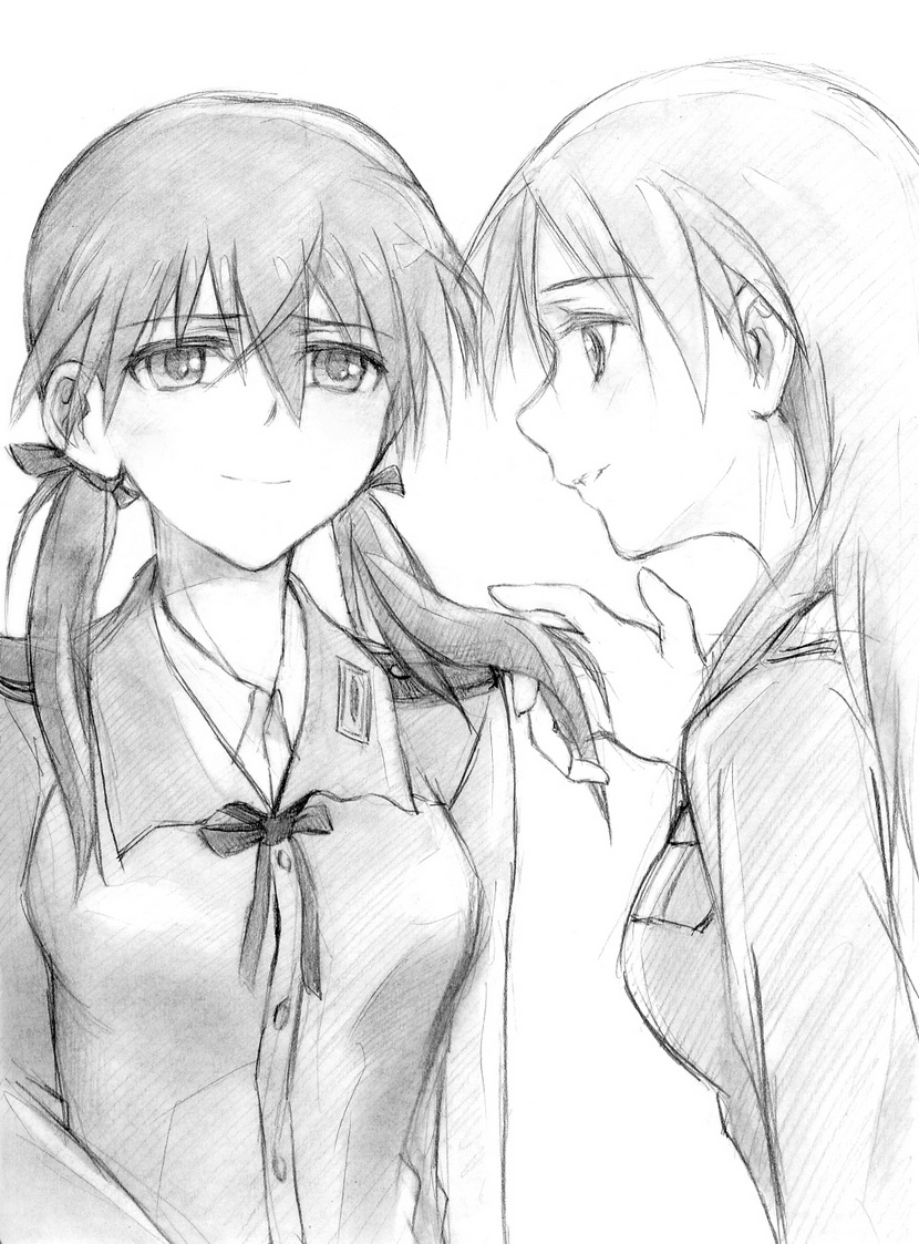 gertrud barkhorn and minna-dietlinde wilcke (world witches series and 1 more) drawn by kisetsu