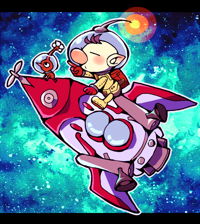 red pikmin, olimar, and hocotate freight steam ship (super smash bros. and 1 more) drawn by teijiro
