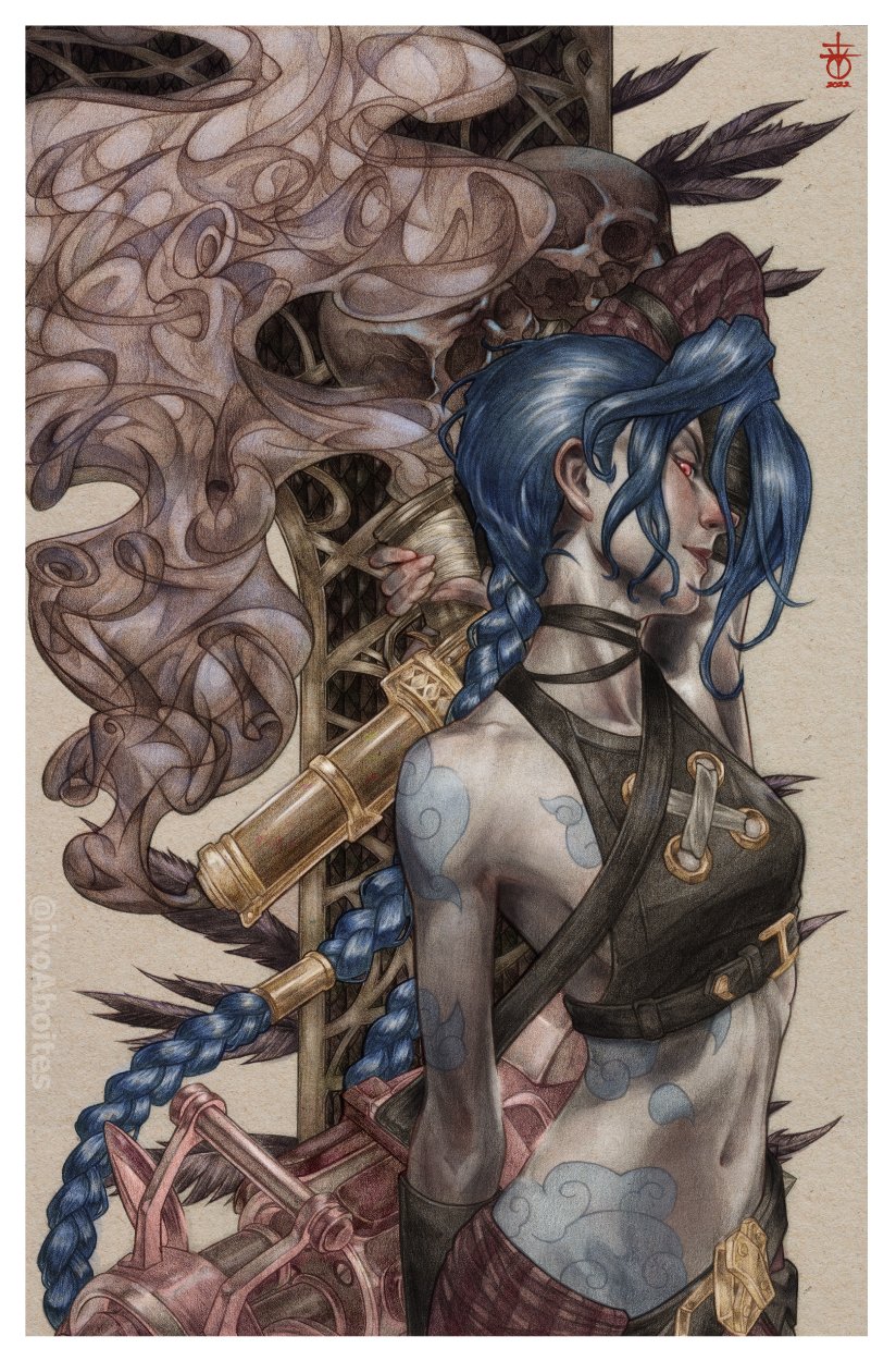 jinx and arcane jinx (league of legends and 1 more) drawn by ivoaboites