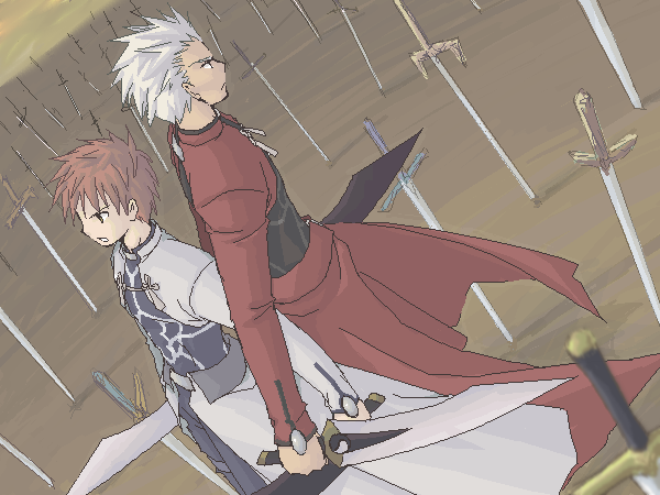 emiya shirou and archer (fate and 1 more) drawn by serori_(maserori)