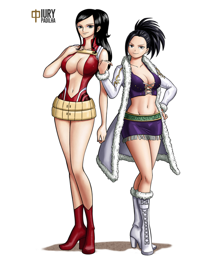 nico robin and yaoyorozu momo (one piece and 1 more) drawn by iury_padilha