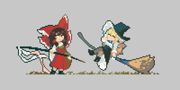 hakurei reimu and kirisame marisa (touhou) drawn by loftyanchor
