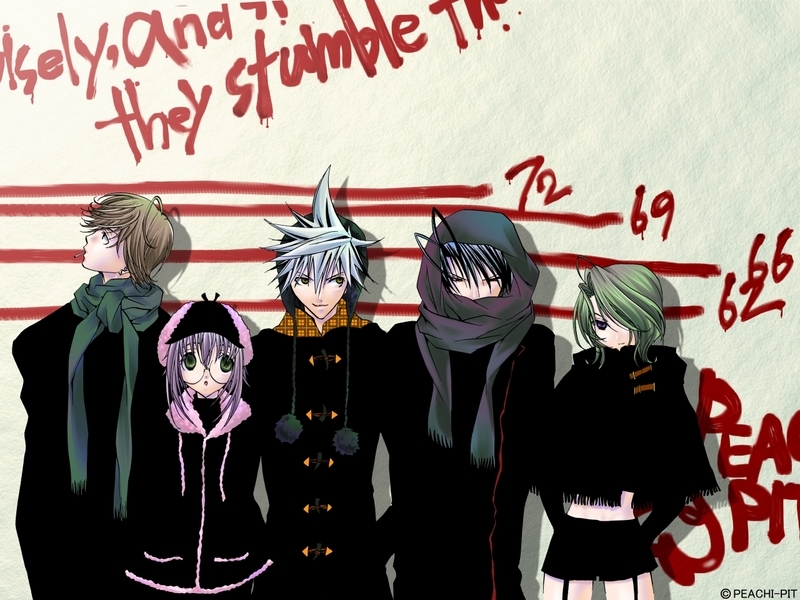 kita michiru, tachibana shito, akatsuki chika, yoimachi koyomi, and reiichiro shiba (zombie loan)