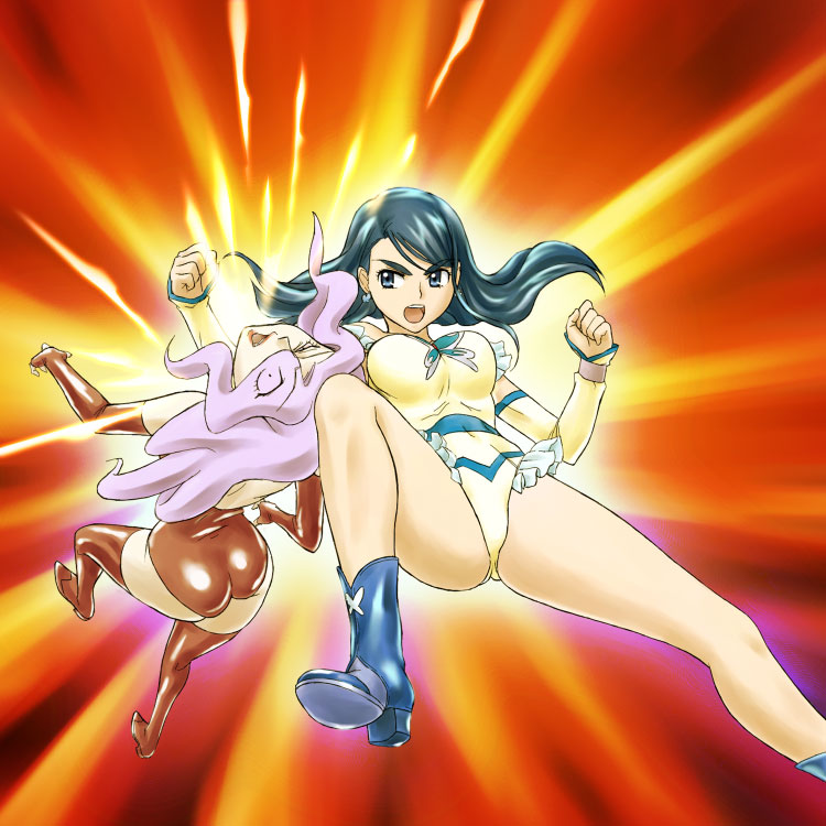 minazuki karen, cure aqua, and arachnea (precure and 1 more) drawn by hajime_(caramel_toone)