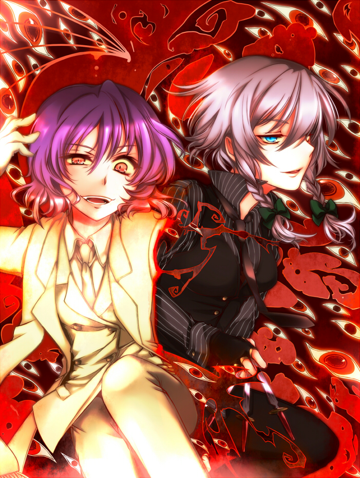 remilia scarlet, izayoi sakuya, alucard, girlycard, and walter c. dornez (touhou and 1 more) drawn by mikazuki_tenma