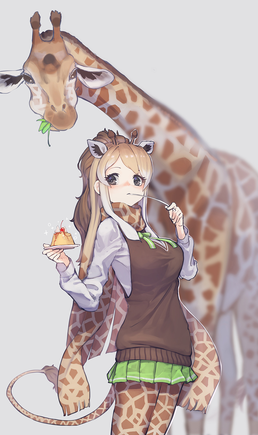 Blue Eyes Anime Girl Red Scarf Giraffe Background HD Anime Girl Wallpapers   HD Wallpapers  ID 104929