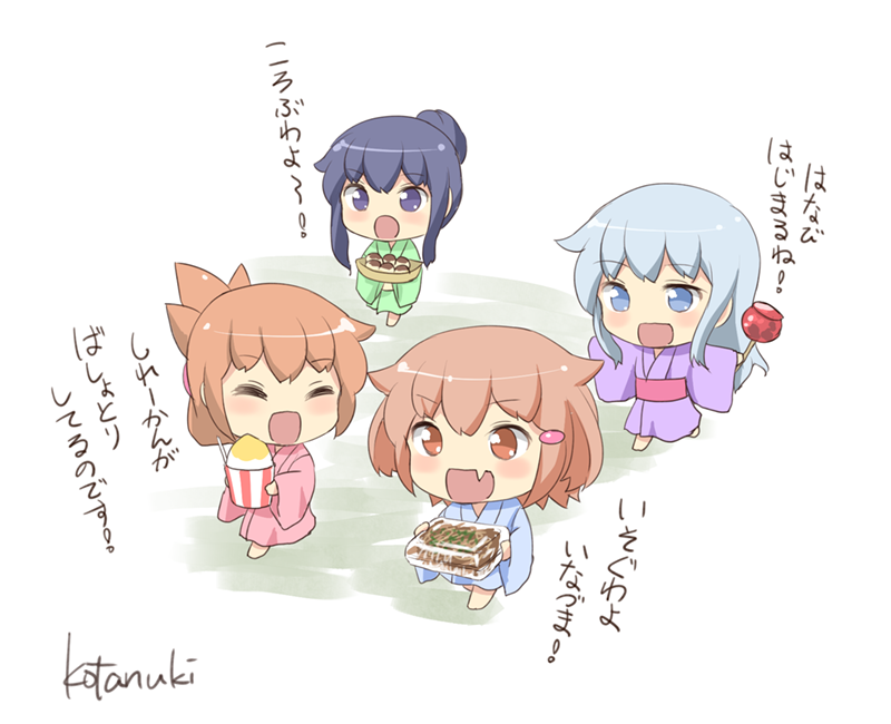 hibiki, inazuma, ikazuchi, and akatsuki (kantai collection) drawn by gale_kawaii