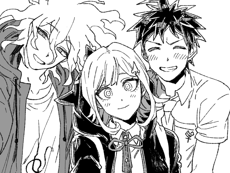 nanami chiaki, komaeda nagito, and hinata hajime (danganronpa and 1 more) drawn by uurin