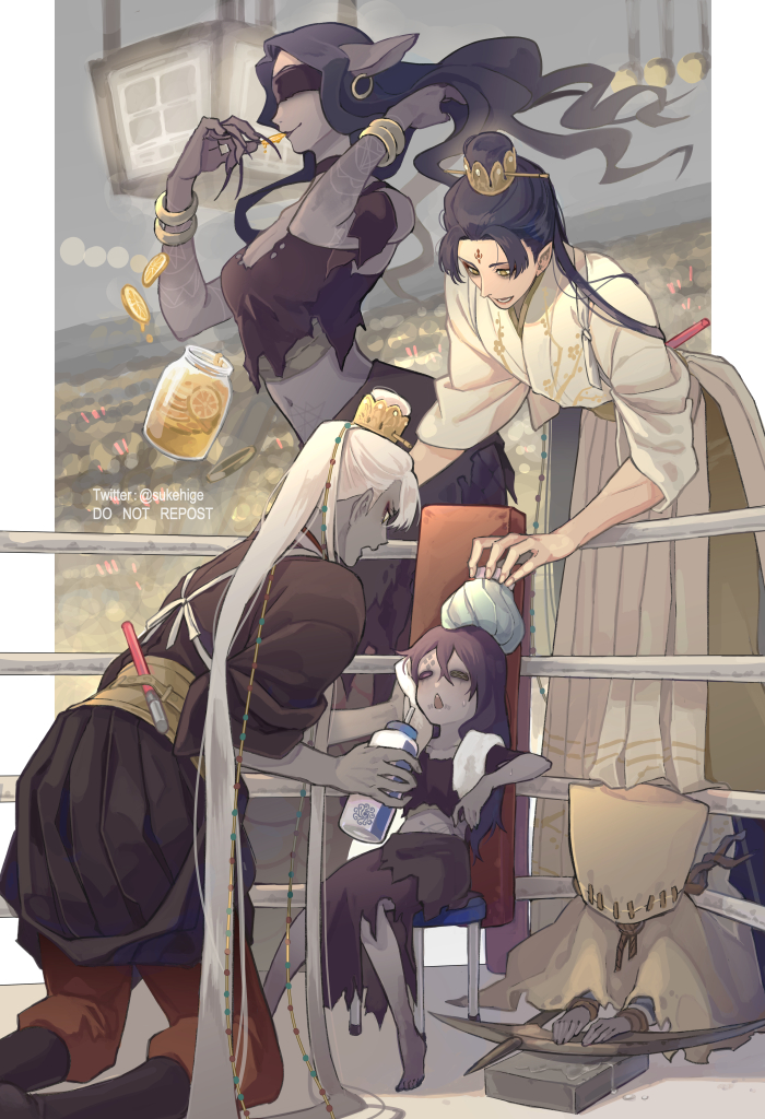 xie bian, fan wujiu, robbie, follower, and yidhra (identity v) drawn by sukehige
