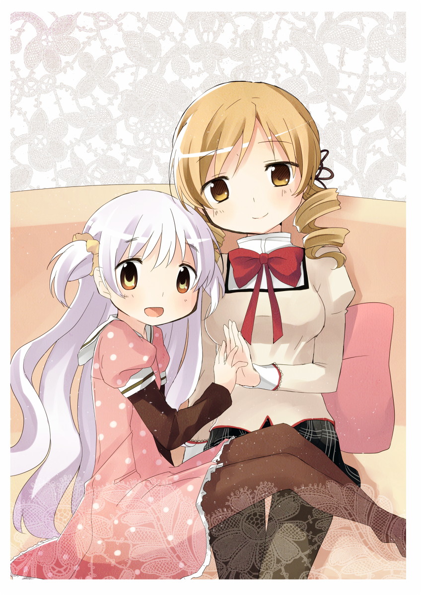 tomoe mami and momoe nagisa (mahou shoujo madoka magica and 1 more) drawn by kyabechi