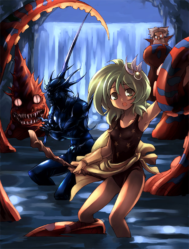 rydia, cecil harvey, dark knight, tellah, and octomammoth (final fantasy and 1 more) drawn by kouno_hikaru