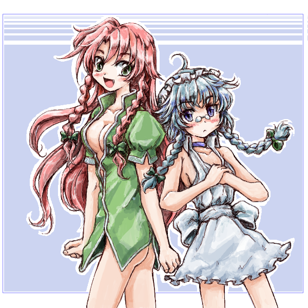 izayoi sakuya and hong meiling (touhou) drawn by nanashii_(soregasisan)