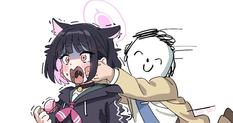 sensei, doodle sensei, and kazusa (blue archive) drawn by tada_no_saitou