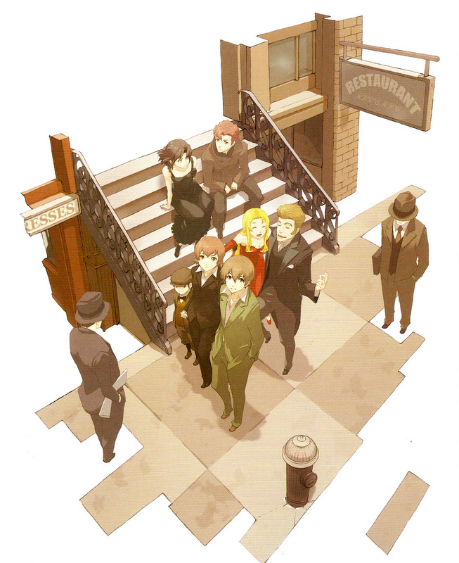 chane laforet, claire stanfield, firo prochainezo, miria harvent, ennis, and 2 more (baccano!) drawn by enami_katsumi
