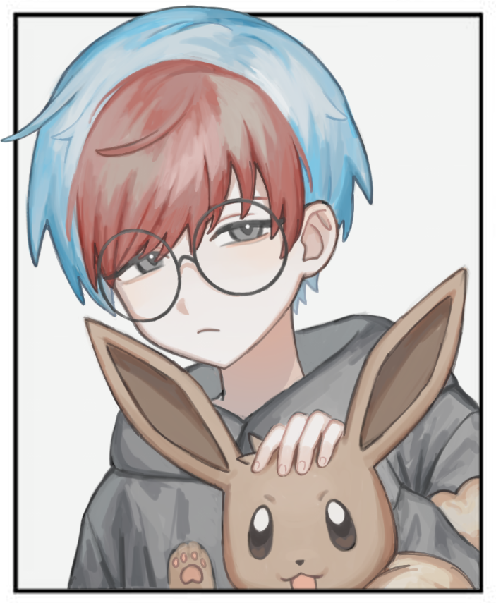 eevee and penny (pokemon and 1 more) drawn by reguris