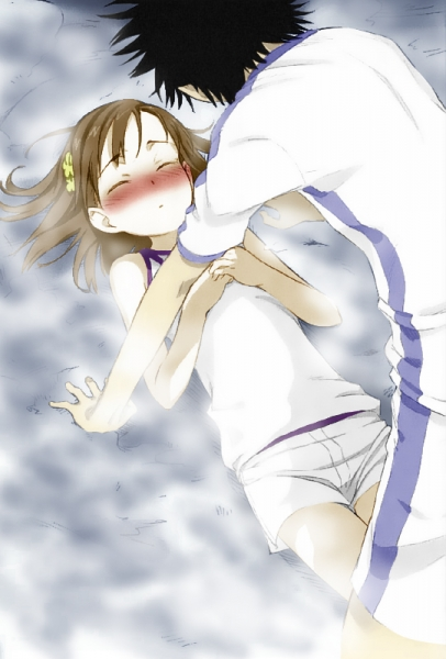 misaka mikoto and kamijou touma (toaru majutsu no index and 1 more) drawn by haimura_kiyotaka
