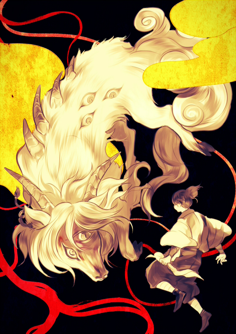 hakutaku and momotarou (hoozuki no reitetsu) drawn by rudorufu11