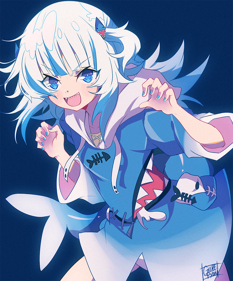 gawr gura (hololive and 1 more) drawn by gurepyon