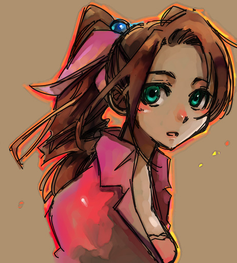 aerith gainsborough (final fantasy and 1 more) drawn by inuinui